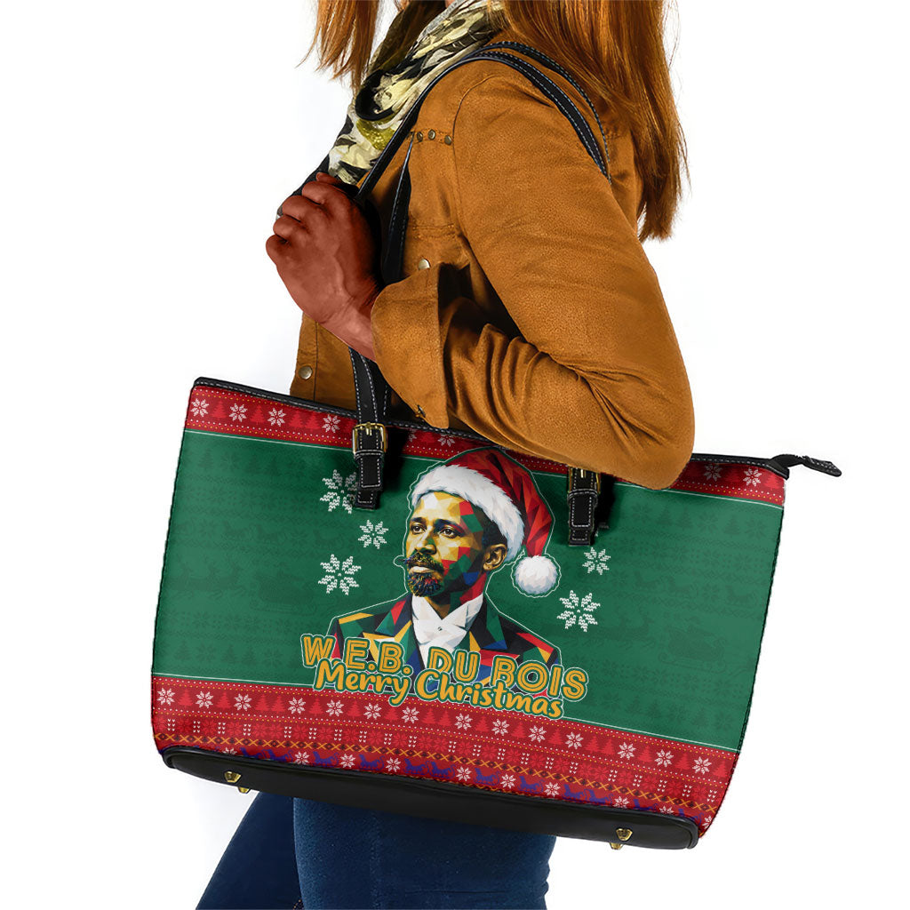 W.E.B. Du Bois Christmas Leather Tote Bag Inspirational Liberty Quote Ugly Knitted Pattern Festive