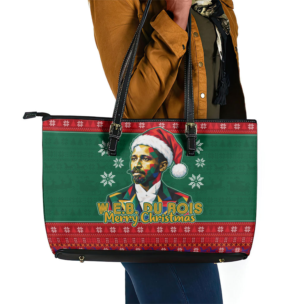 W.E.B. Du Bois Christmas Leather Tote Bag Inspirational Liberty Quote Ugly Knitted Pattern Festive