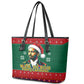 W.E.B. Du Bois Christmas Leather Tote Bag Inspirational Liberty Quote Ugly Knitted Pattern Festive