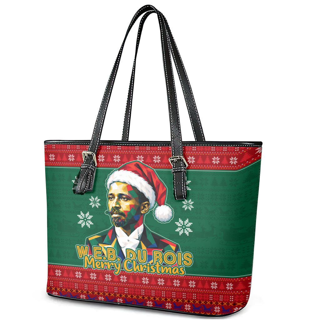 W.E.B. Du Bois Christmas Leather Tote Bag Inspirational Liberty Quote Ugly Knitted Pattern Festive
