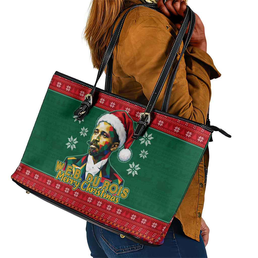 W.E.B. Du Bois Christmas Leather Tote Bag Inspirational Liberty Quote Ugly Knitted Pattern Festive