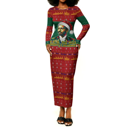 W.E.B. Du Bois Christmas Long Sleeve Bodycon Dress Inspirational Liberty Quote Ugly Knitted Pattern Festive