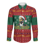 W.E.B. Du Bois Christmas Long Sleeve Button Shirt Inspirational Liberty Quote Ugly Knitted Pattern Festive