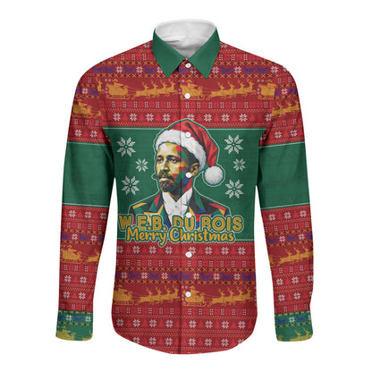 W.E.B. Du Bois Christmas Long Sleeve Button Shirt Inspirational Liberty Quote Ugly Knitted Pattern Festive