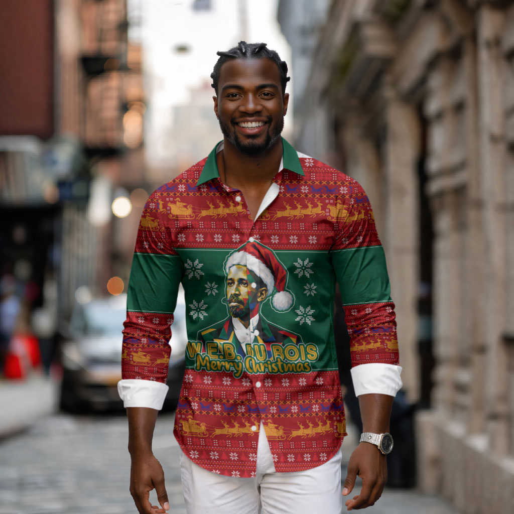 W.E.B. Du Bois Christmas Long Sleeve Button Shirt Inspirational Liberty Quote Ugly Knitted Pattern Festive