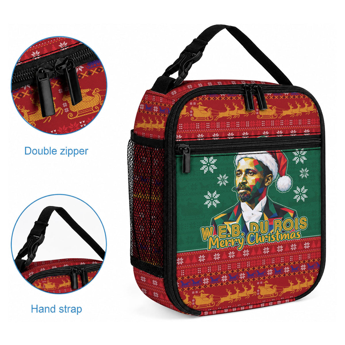 W.E.B. Du Bois Christmas Lunch Bag Inspirational Liberty Quote Ugly Knitted Pattern Festive