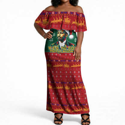 W.E.B. Du Bois Christmas Off Shoulder Maxi Dress Inspirational Liberty Quote Ugly Knitted Pattern Festive