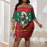W.E.B. Du Bois Christmas Off Shoulder Short Dress Inspirational Liberty Quote Ugly Knitted Pattern Festive