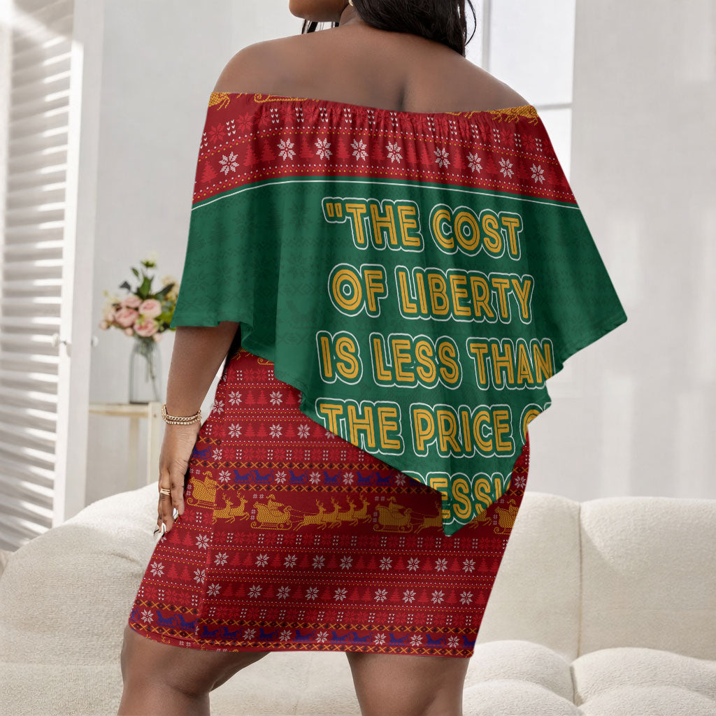W.E.B. Du Bois Christmas Off Shoulder Short Dress Inspirational Liberty Quote Ugly Knitted Pattern Festive