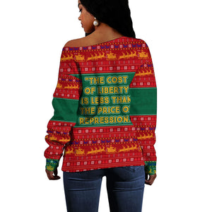 W.E.B. Du Bois Christmas Off Shoulder Sweater Inspirational Liberty Quote Ugly Knitted Pattern Festive