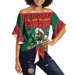 W.E.B. Du Bois Christmas Off Shoulder Wrap Waist Top Inspirational Liberty Quote Ugly Knitted Pattern Festive