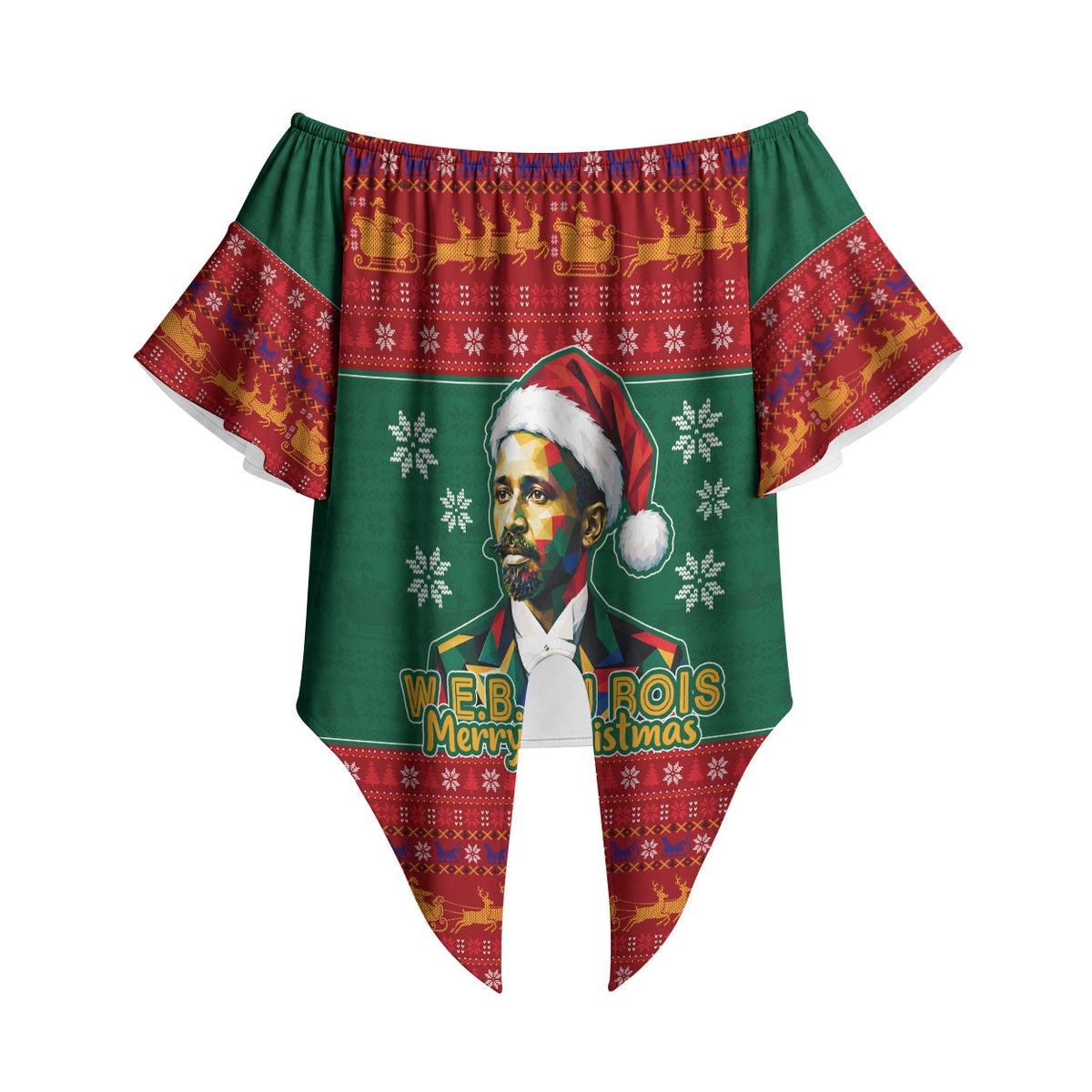 W.E.B. Du Bois Christmas Off Shoulder Wrap Waist Top Inspirational Liberty Quote Ugly Knitted Pattern Festive