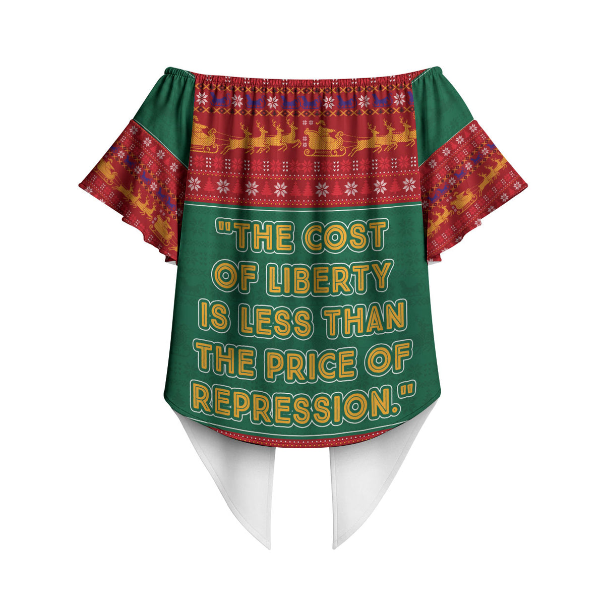 W.E.B. Du Bois Christmas Off Shoulder Wrap Waist Top Inspirational Liberty Quote Ugly Knitted Pattern Festive