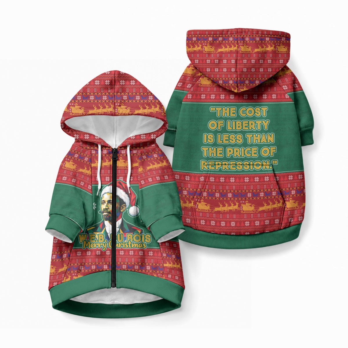 W.E.B. Du Bois Christmas Pet Hoodie Inspirational Liberty Quote Ugly Knitted Pattern Festive
