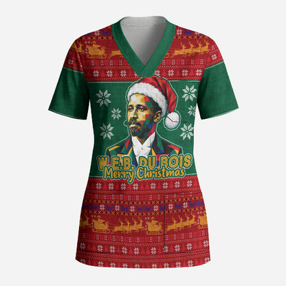 W.E.B. Du Bois Christmas Scrub Top Inspirational Liberty Quote Ugly Knitted Pattern Festive