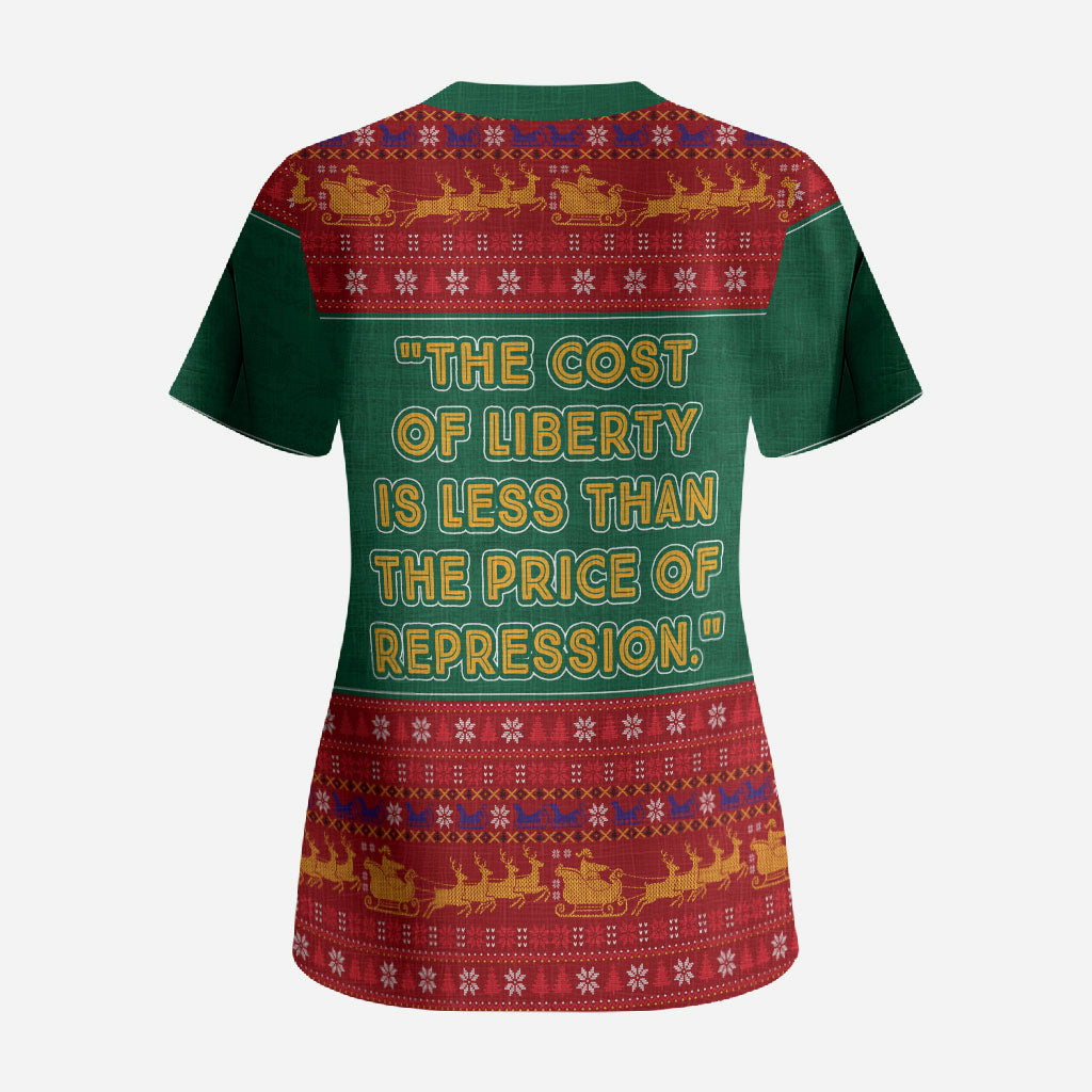 W.E.B. Du Bois Christmas Scrub Top Inspirational Liberty Quote Ugly Knitted Pattern Festive