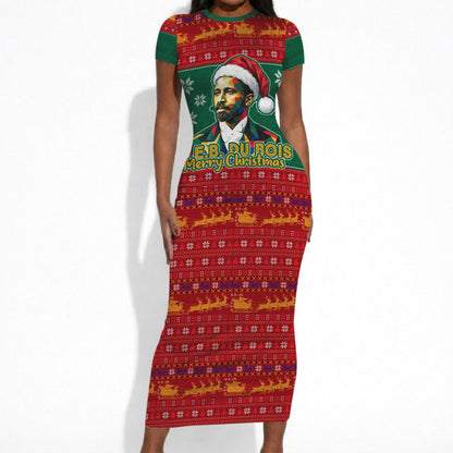 W.E.B. Du Bois Christmas Short Sleeve Bodycon Dress Inspirational Liberty Quote Ugly Knitted Pattern Festive
