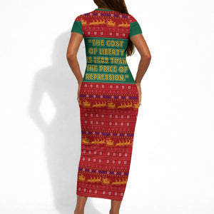 W.E.B. Du Bois Christmas Short Sleeve Bodycon Dress Inspirational Liberty Quote Ugly Knitted Pattern Festive