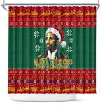 W.E.B. Du Bois Christmas Shower Curtain Inspirational Liberty Quote Ugly Knitted Pattern Festive