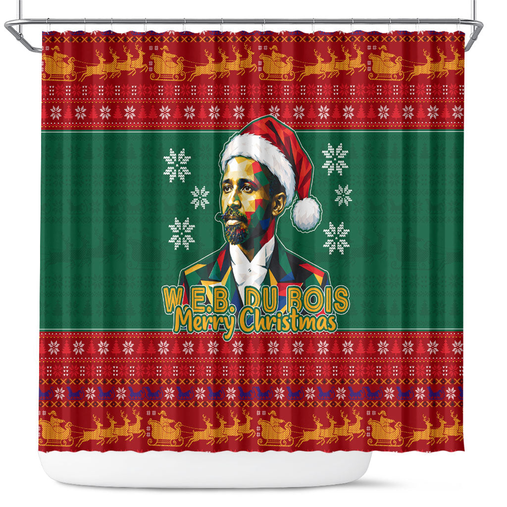 W.E.B. Du Bois Christmas Shower Curtain Inspirational Liberty Quote Ugly Knitted Pattern Festive