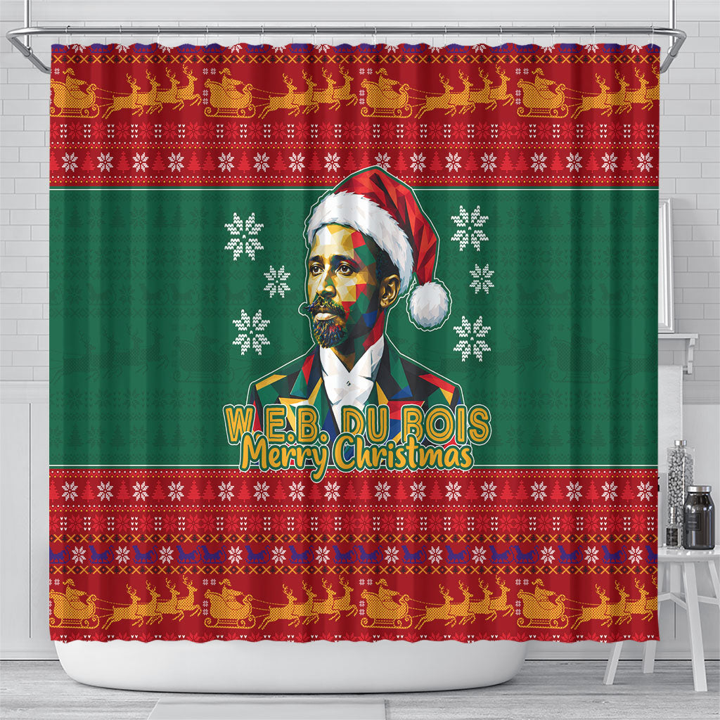 W.E.B. Du Bois Christmas Shower Curtain Inspirational Liberty Quote Ugly Knitted Pattern Festive
