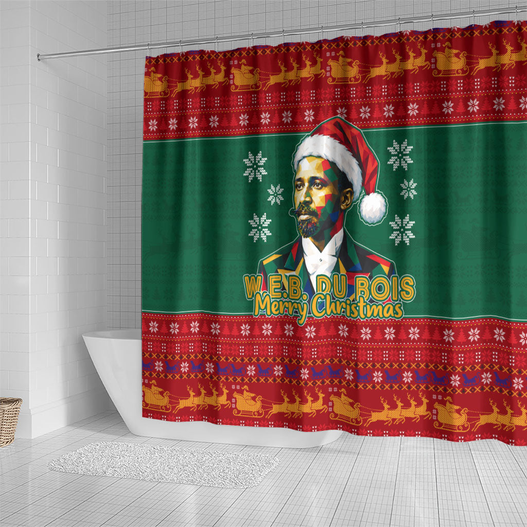 W.E.B. Du Bois Christmas Shower Curtain Inspirational Liberty Quote Ugly Knitted Pattern Festive