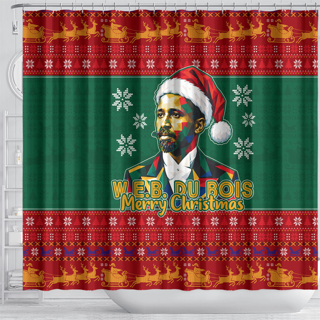 W.E.B. Du Bois Christmas Shower Curtain Inspirational Liberty Quote Ugly Knitted Pattern Festive