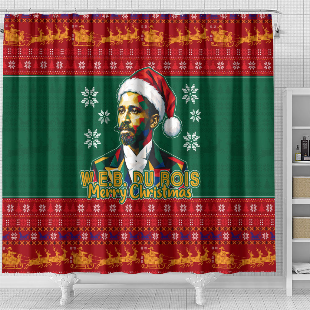 W.E.B. Du Bois Christmas Shower Curtain Inspirational Liberty Quote Ugly Knitted Pattern Festive