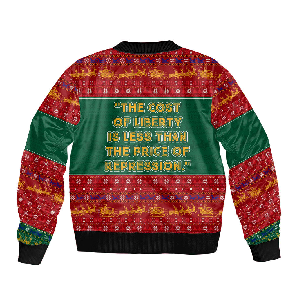 W.E.B. Du Bois Christmas Sleeve Zip Bomber Jacket Inspirational Liberty Quote Ugly Knitted Pattern Festive