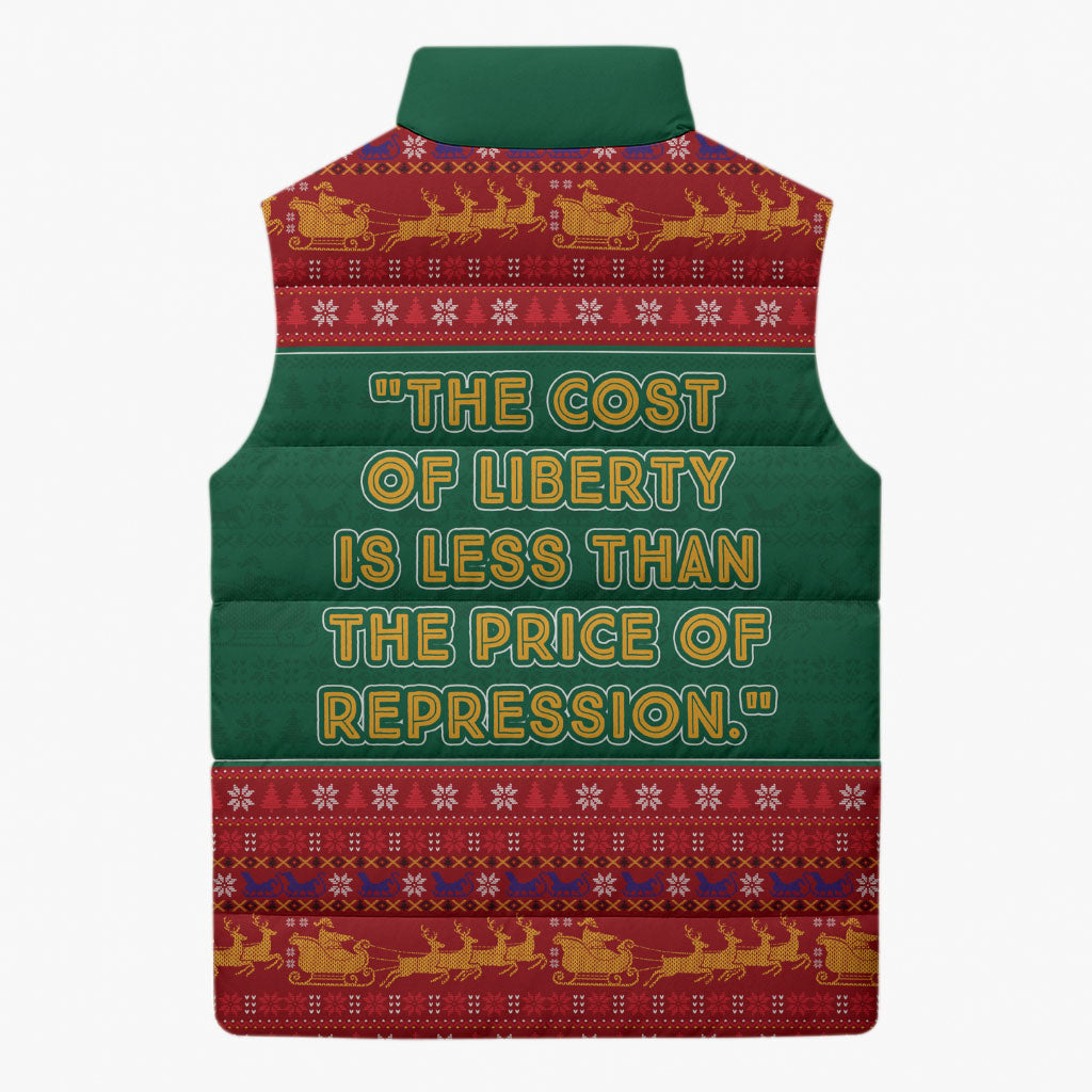 W.E.B. Du Bois Christmas Sleeveless Puffer Jacket Inspirational Liberty Quote Ugly Knitted Pattern Festive