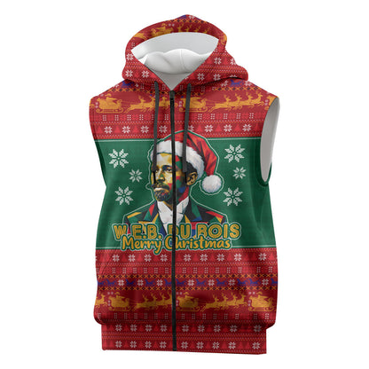 W.E.B. Du Bois Christmas Sleeveless Zip Hoodie Inspirational Liberty Quote Ugly Knitted Pattern Festive