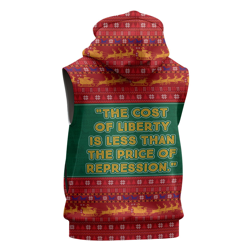 W.E.B. Du Bois Christmas Sleeveless Zip Hoodie Inspirational Liberty Quote Ugly Knitted Pattern Festive