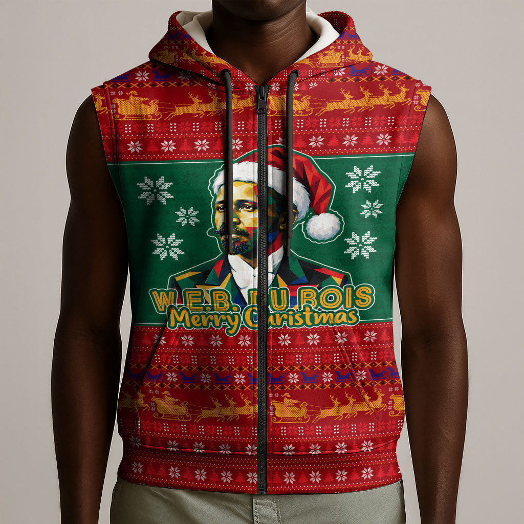 W.E.B. Du Bois Christmas Sleeveless Zip Hoodie Inspirational Liberty Quote Ugly Knitted Pattern Festive