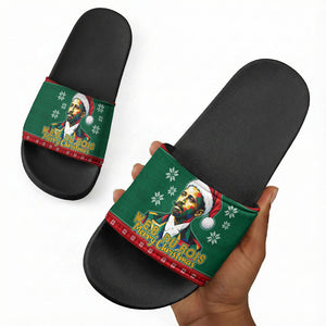W.E.B. Du Bois Christmas Slide Sandals Inspirational Liberty Quote Ugly Knitted Pattern Festive