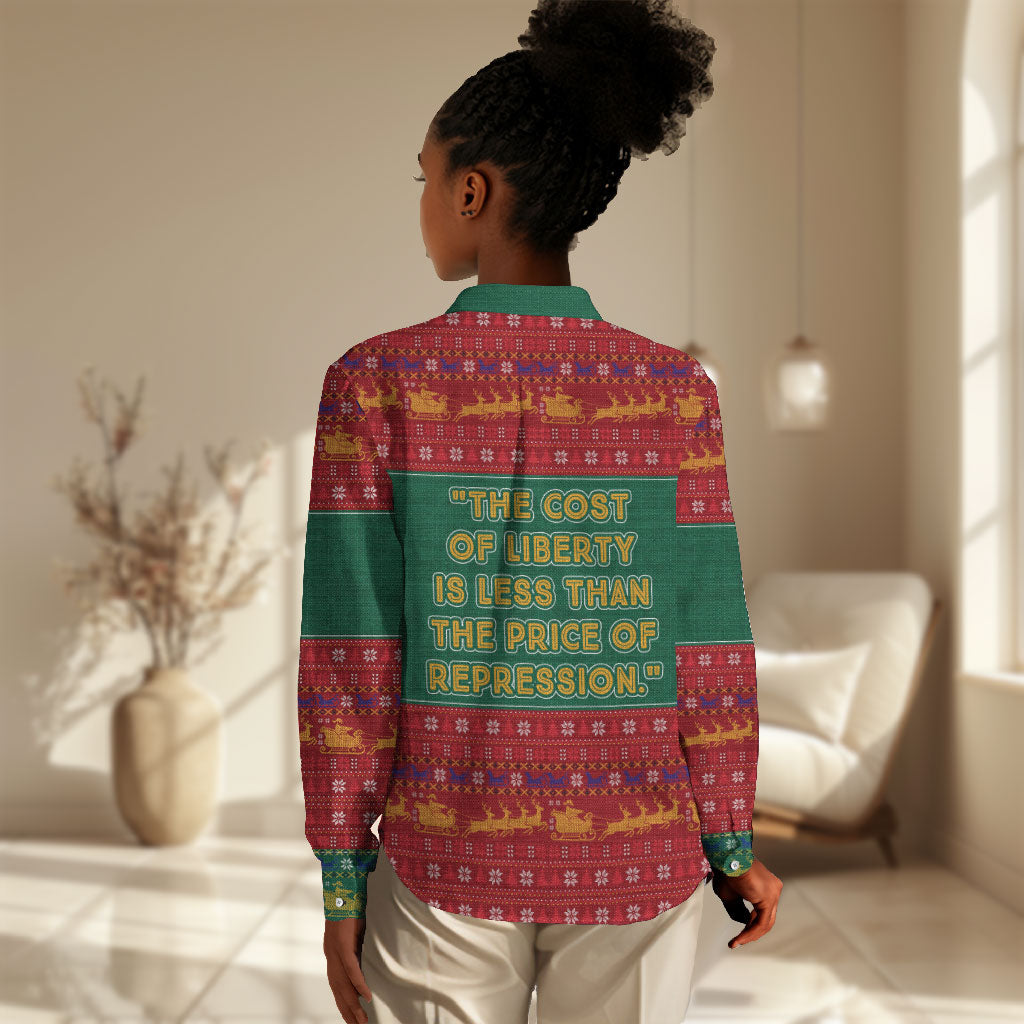 W.E.B. Du Bois Christmas Women Casual Shirt Inspirational Liberty Quote Ugly Knitted Pattern Festive