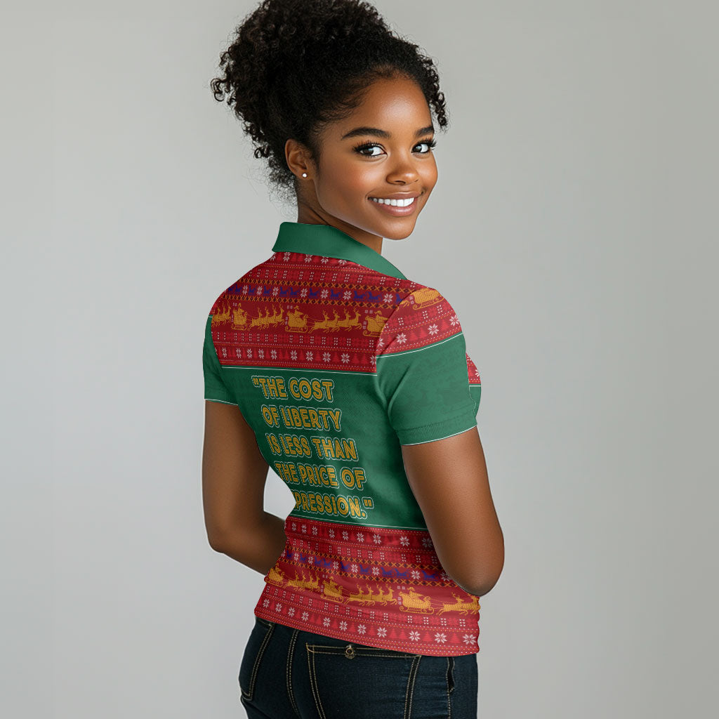 W.E.B. Du Bois Christmas Women Polo Shirt Inspirational Liberty Quote Ugly Knitted Pattern Festive