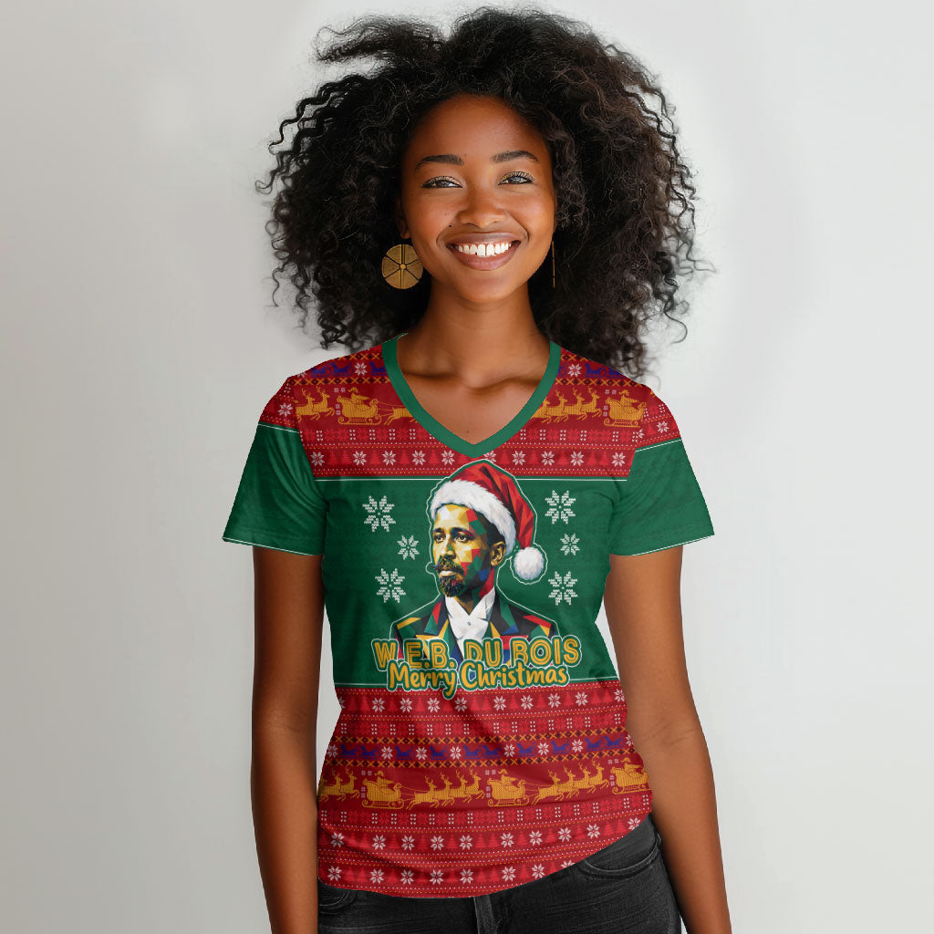 W.E.B. Du Bois Christmas Women V-Neck T-Shirt Inspirational Liberty Quote Ugly Knitted Pattern Festive