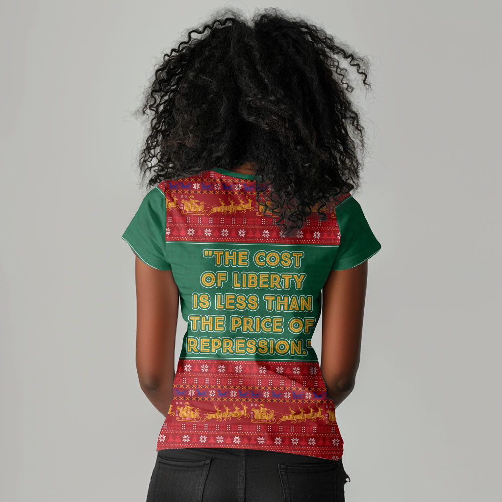 W.E.B. Du Bois Christmas Women V-Neck T-Shirt Inspirational Liberty Quote Ugly Knitted Pattern Festive