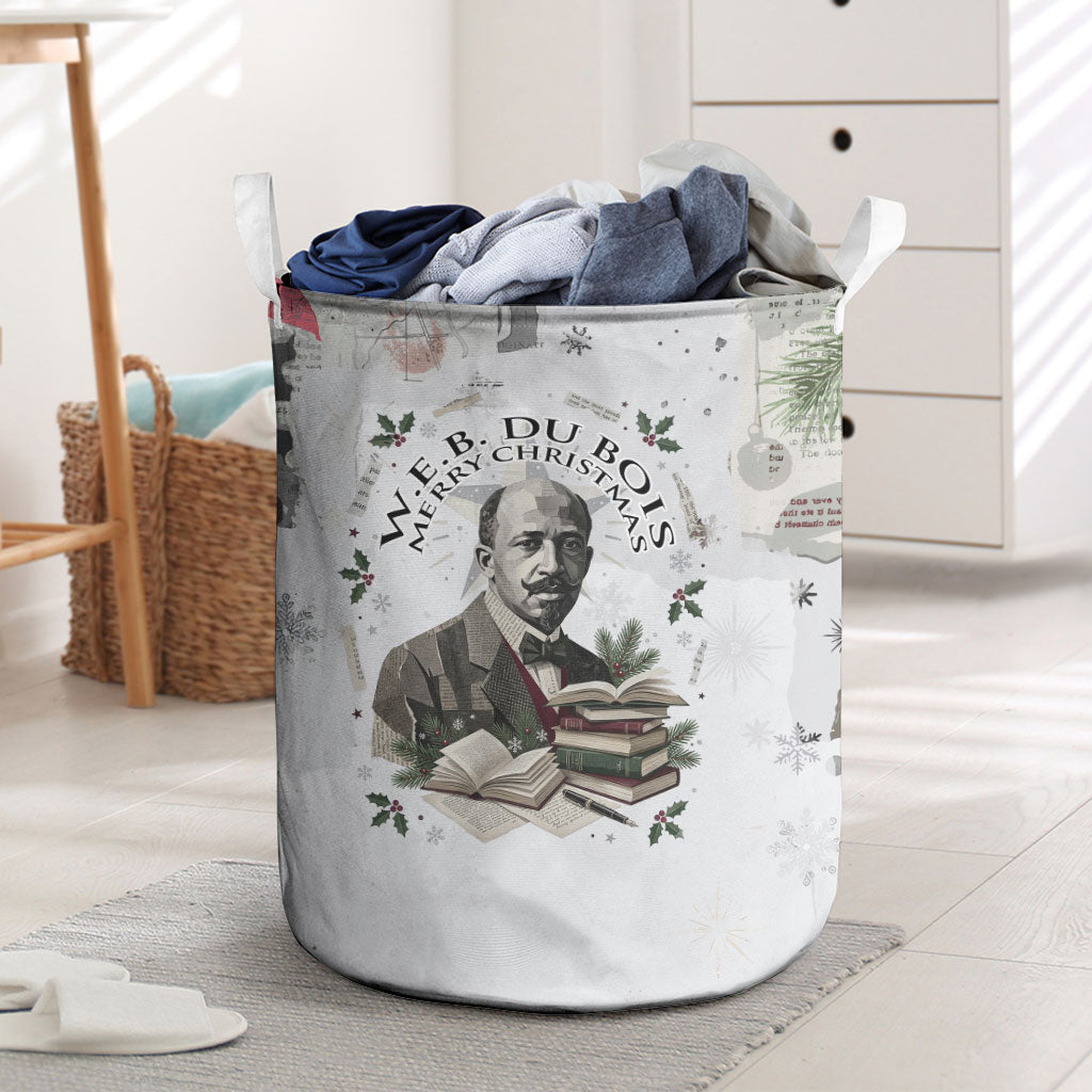 W.E.B. Du Bois Christmas Laundry Basket Think Deeper Quote Vintage Portrait Newspaper Collage Festive
