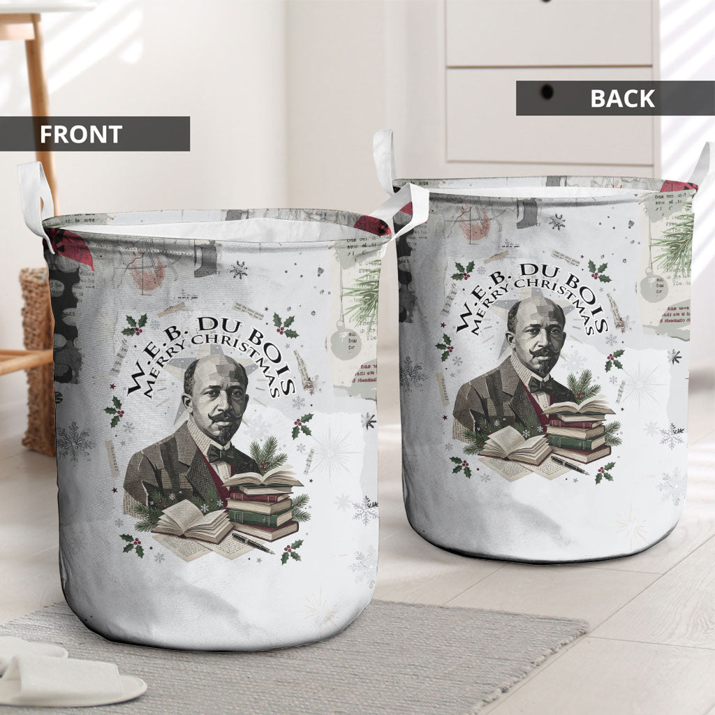 W.E.B. Du Bois Christmas Laundry Basket Think Deeper Quote Vintage Portrait Newspaper Collage Festive
