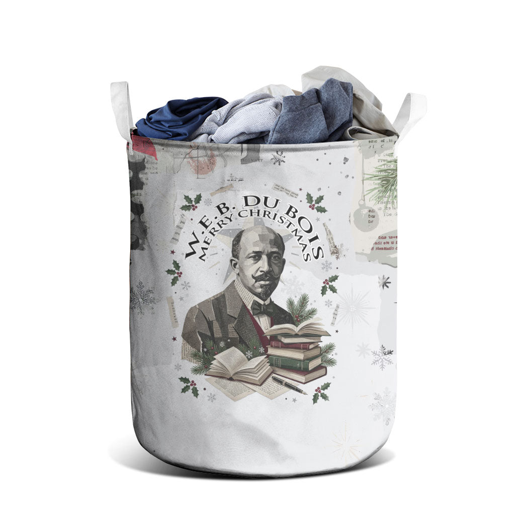 W.E.B. Du Bois Christmas Laundry Basket Think Deeper Quote Vintage Portrait Newspaper Collage Festive