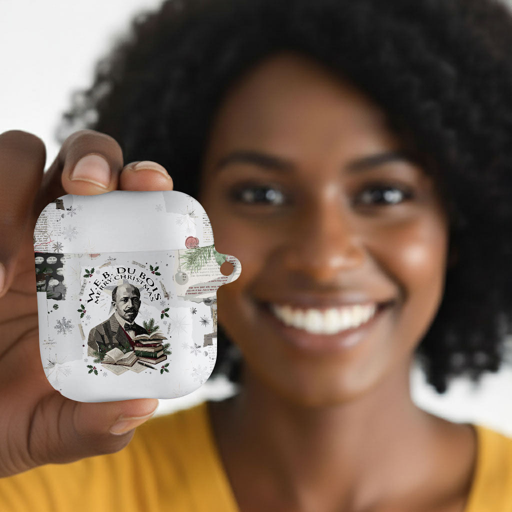 W.E.B. Du Bois Christmas AirPods Case Think Deeper Quote Vintage Portrait Newspaper Collage Festive