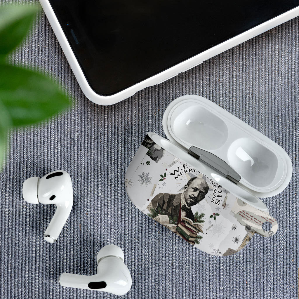 W.E.B. Du Bois Christmas AirPods Case Think Deeper Quote Vintage Portrait Newspaper Collage Festive