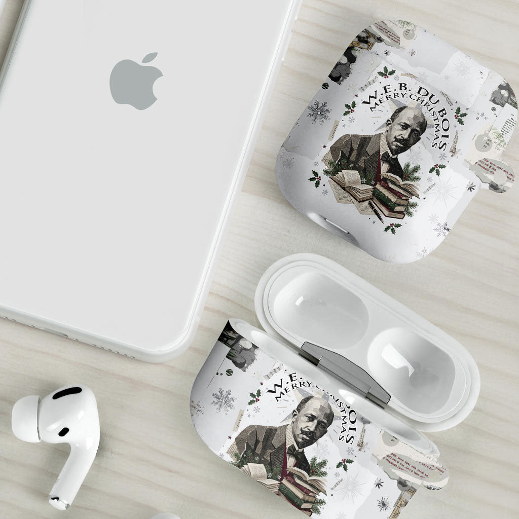 W.E.B. Du Bois Christmas AirPods Case Think Deeper Quote Vintage Portrait Newspaper Collage Festive
