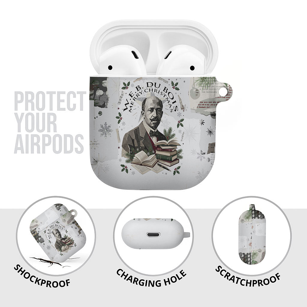 W.E.B. Du Bois Christmas AirPods Case Think Deeper Quote Vintage Portrait Newspaper Collage Festive