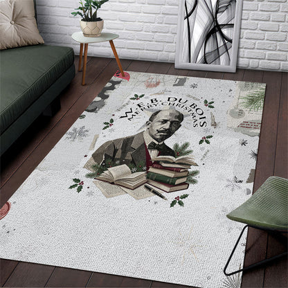 W.E.B. Du Bois Christmas Area Rug Think Deeper Quote Vintage Portrait Newspaper Collage Festive