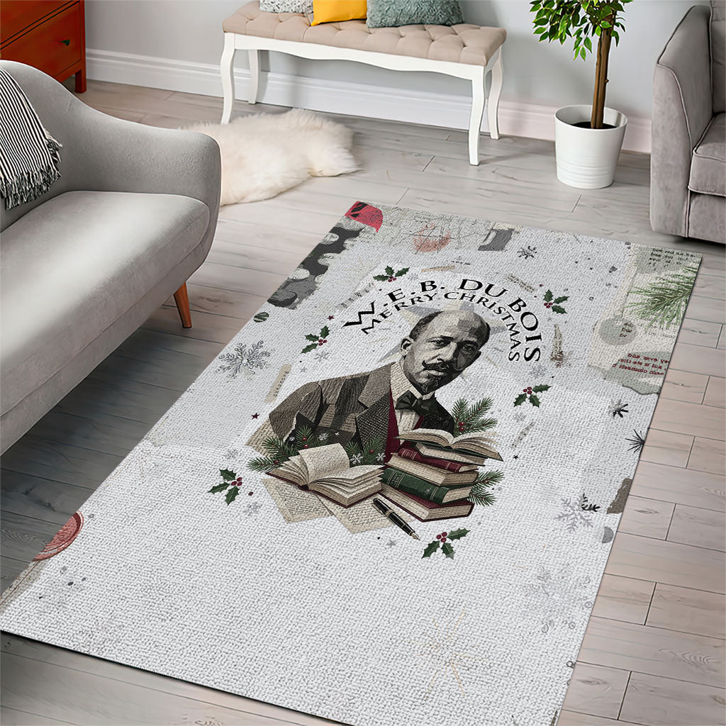 W.E.B. Du Bois Christmas Area Rug Think Deeper Quote Vintage Portrait Newspaper Collage Festive