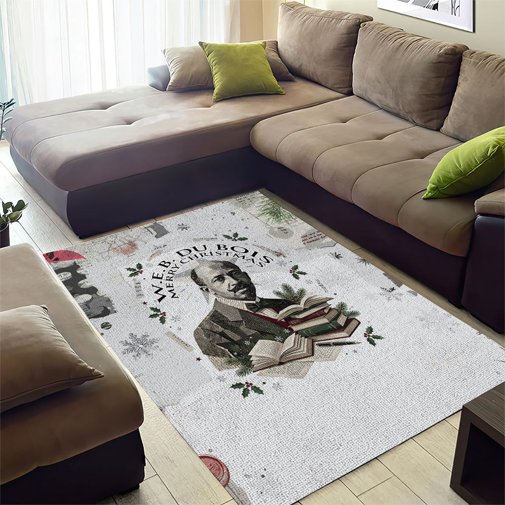 W.E.B. Du Bois Christmas Area Rug Think Deeper Quote Vintage Portrait Newspaper Collage Festive