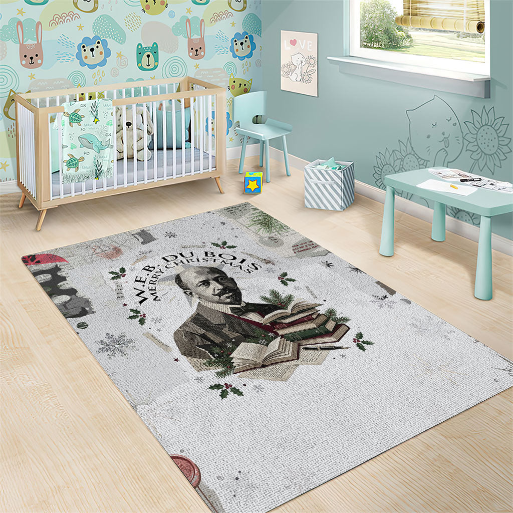 W.E.B. Du Bois Christmas Area Rug Think Deeper Quote Vintage Portrait Newspaper Collage Festive