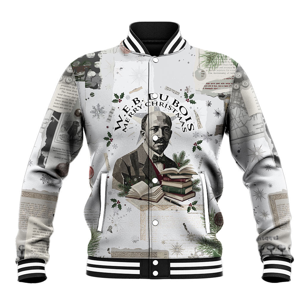 W.E.B. Du Bois Christmas Baseball Jacket Think Deeper Quote Vintage Portrait Newspaper Collage Festive